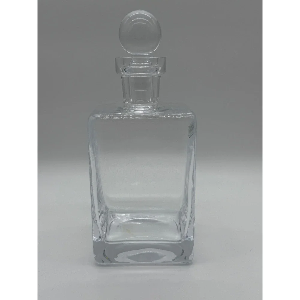 Denizli Clear Glass Square Liquor Decanter with Round Ball Stopper 9.5 inch